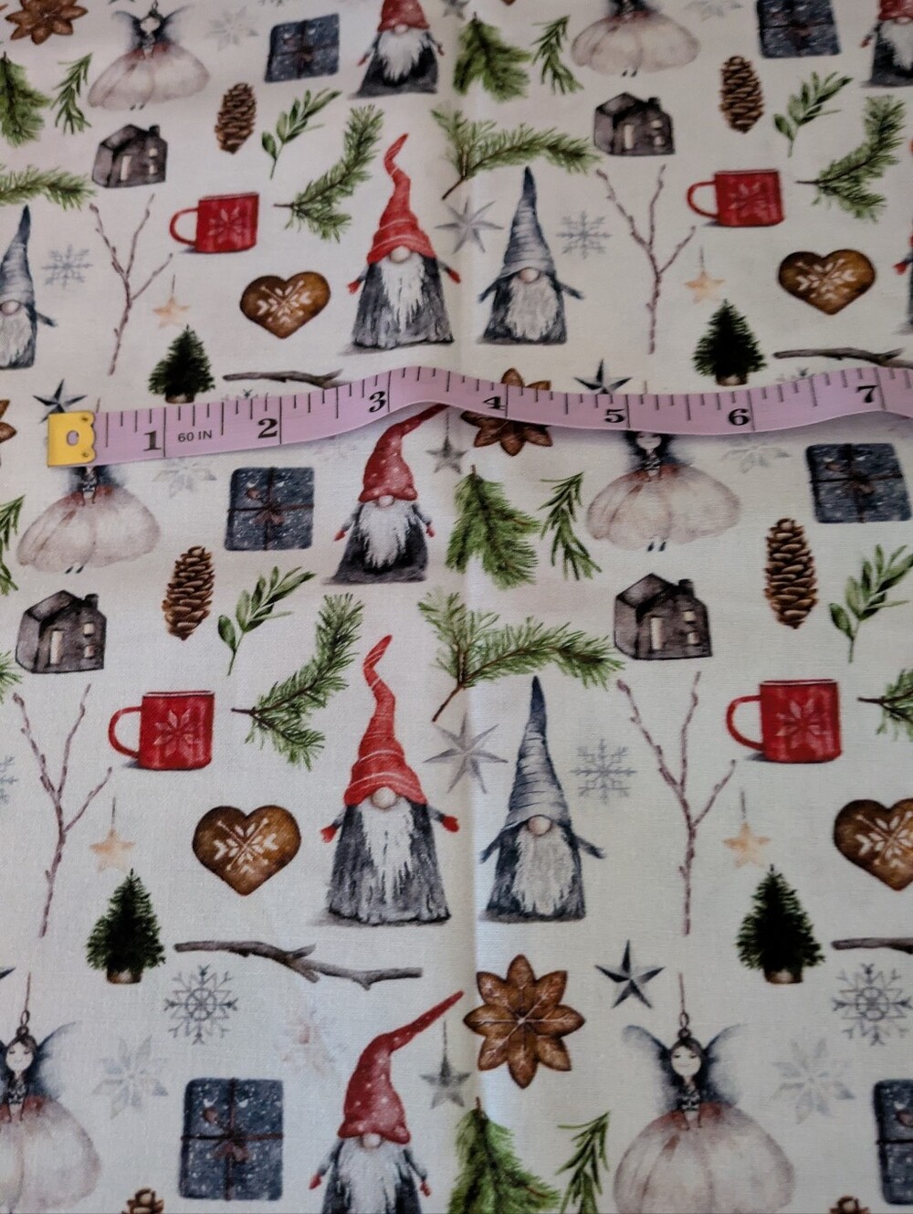 Gnome Christmas Cotton Fabric 38" X 44"